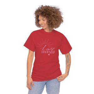 New Red “Love Yourself” mental health Tee Unisex Heavy Cotton Tee- large
